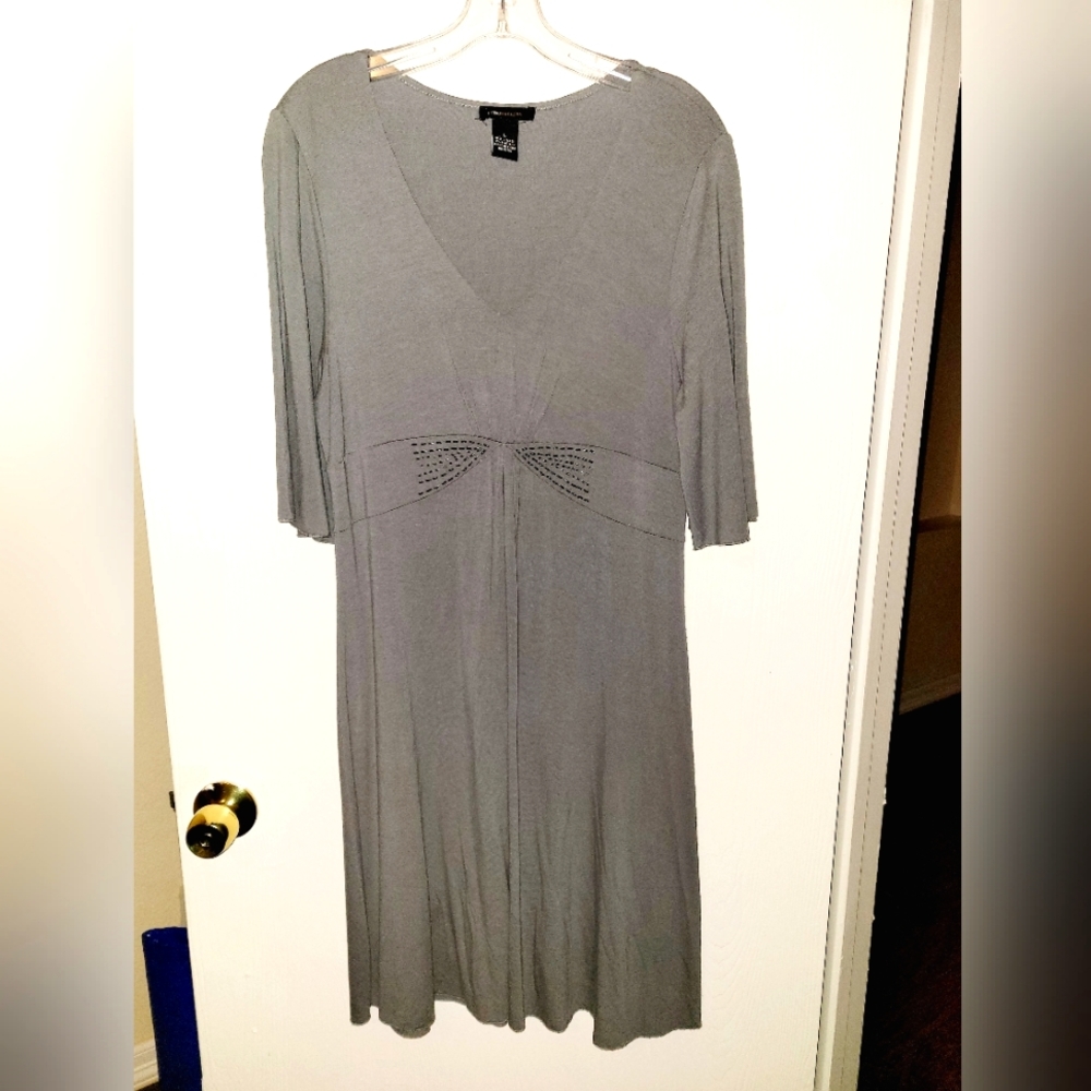 BCBG Large Gray Fit & Flare Dress